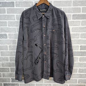 Pelle Pelle‎ Marc Buchanan Shirt Men's 2XL Gray Rhapsody Blues Saxophone Jazz